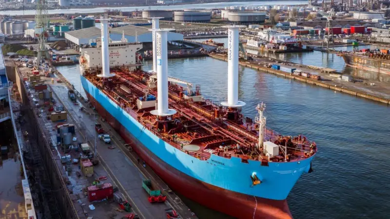 Maersk tanker with four bound4blue eSAILs