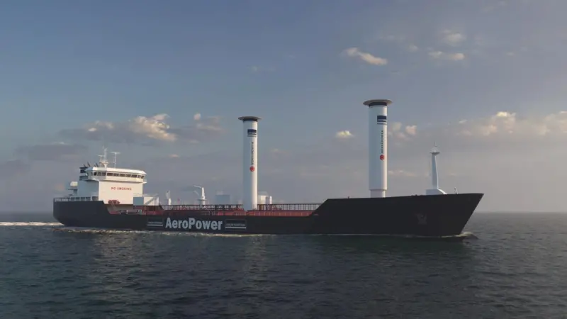 Ship with two rotor sails
