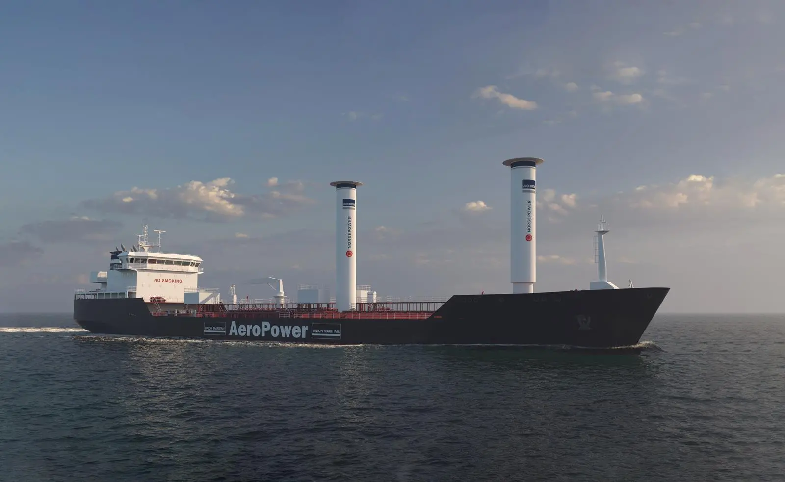 Ship with two rotor sails