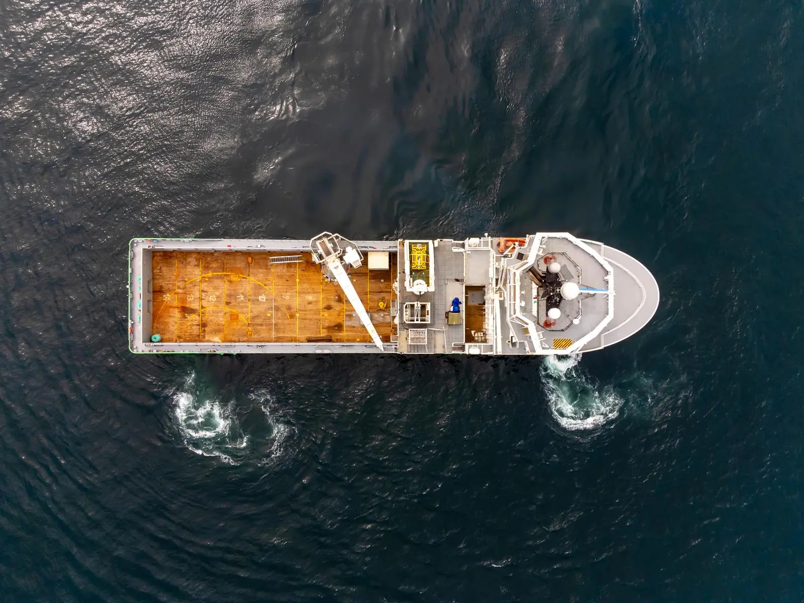 Aerial image of a vessel at sea