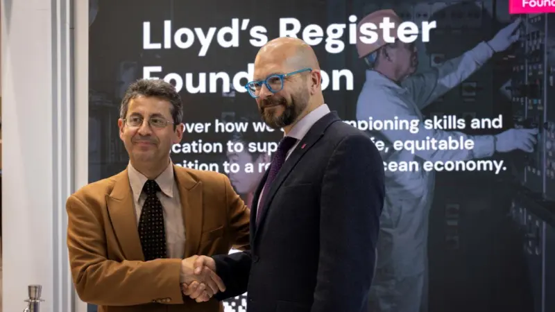 Professor John Prousalidis, National Technical University of Athens (left) with Tim Slingsby, director of Skills and Education, Lloyd’s Register Foundation